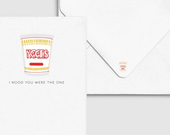 Ich Nood du warst der Eine | Instant Cup Noodle Grußkarte - Asiatisches Punny Lustig, niedlich Liebe / Valentinstag, Essen & Trinken Karte