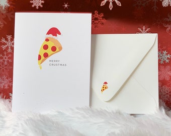 Merry Crustmas, Christmas Cards, Punny Christmas Cards, Pizza Card, Punny Holiday Cards, Christmas Gifts, Blank Note Cards, Punny Pizza Card