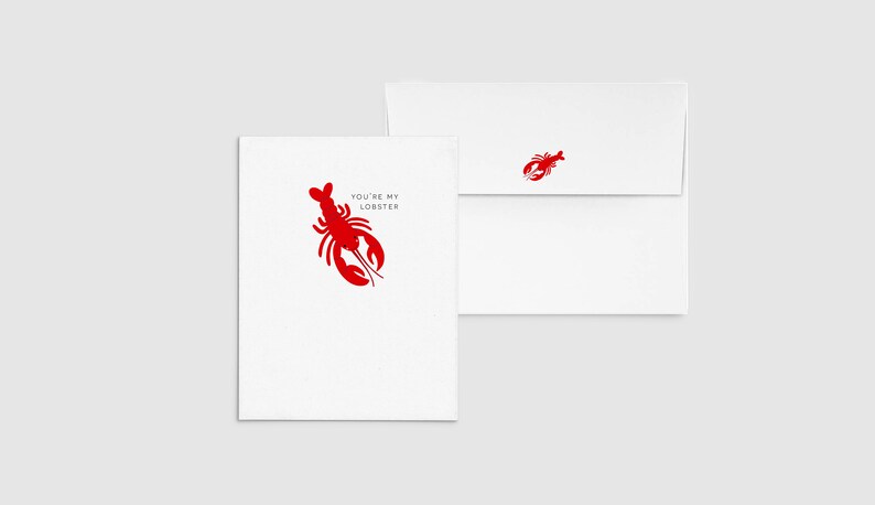 You're My Lobster Friends Punny Funny Anniversary Love Greeting, Custom Personalized, Food & Drink Card image 2