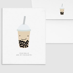 Carte de thé Boba/Bubble Tea - Vos boules sont mes préférées - Punny, amour, Saint-Valentin, personnalisé, personnalisé