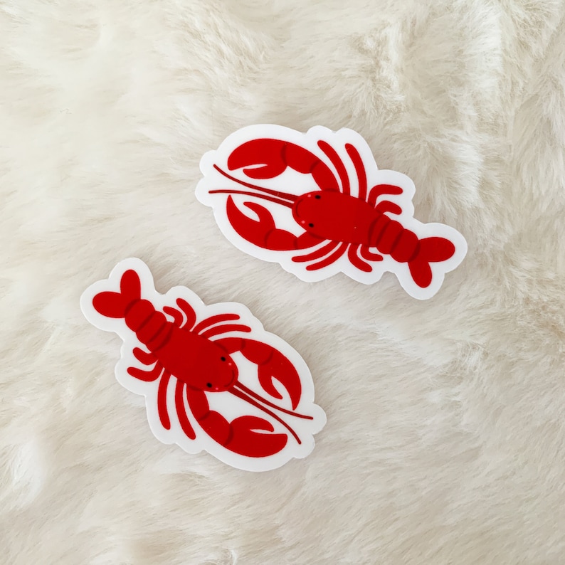 Lobster Crawfish Friends Sticker Cute Vinyl Laptop Water Bottle Notebook Journal Scrapbook Bujo Food Sticker image 1