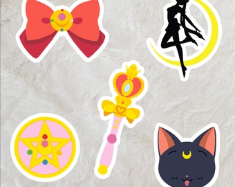 Sailor Moon Sticker Pack (5) - Vinyl Laptop Water Bottle Notebook Journal Scrapbook Bujo Anime Sticker