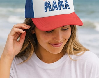 Gorra de camionero American Mama: gorra de béisbol patriótica del 4 de julio