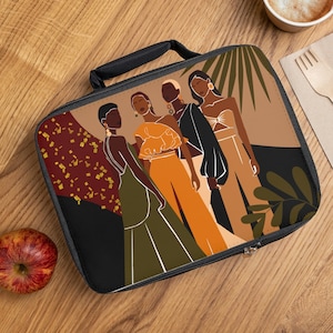 Black Women Divas Lunch Bag: Insulated Zippered Lunchbox