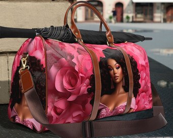 I'm a Doll African American Travel Bag, Waterproof Duffle Bag, Gift for Black Women, Black Girl Gym Bag, Overnight Bag for Women