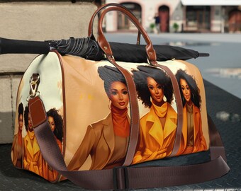 Business Woman African American Travel Bag, Waterproof Duffle Bag, Gift for Black Women, Overnight Bag for Women Waterproof Travel Bag