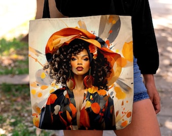 Bolso de mano con diseño de mujer afro, bolso de viaje para mujer negra