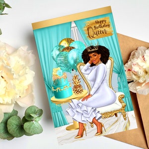 Melanin Birthday Card: Black Woman Queen Greeting Card
