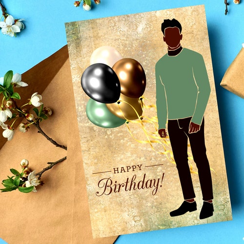 Happy Birthday Card for Men Black Greeting Cards African - Etsy