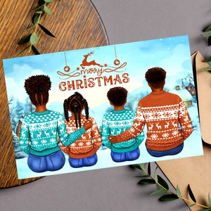Biglietti di Natale della famiglia nera, biglietti di auguri afroamericani, biglietti di Natale per donne nere, biglietti di auguri di melanina, biglietti di Natale