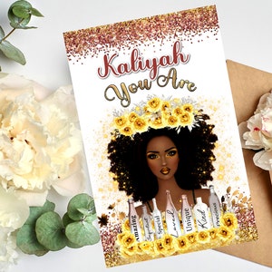 Personalizzato per tutte le occasioni, biglietti di auguri neri, biglietti di auguri afroamericani, biglietti di compleanno per donne nere, biglietti di auguri melanina