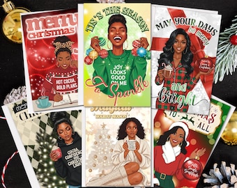 Black Christmas Cards: African American Holiday Greeting Cards (6 Count)