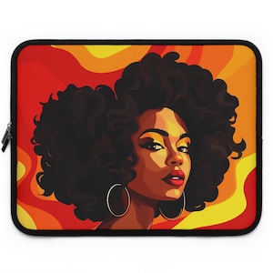 Melanin Fire Laptop Sleeve, Black Art, African American Laptop Sleeve, Black Girl Melanin Case, Gift for Black Women