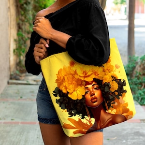 Happy Color Einkaufstasche, Make-up-Taschen-Set, afroamerikanische Einkaufstasche, Einkaufstasche für schwarze Frauen, schwarze Mädchen-Einkaufstasche, Reisetasche
