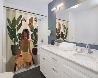Boho Chic Black Woman Art Black Girl Magic Shower Curtain, Black Girl ...