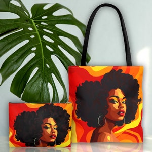 Melanin Fire Tote Bag & Makeup Pouch Bundle