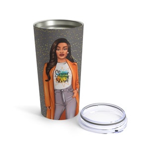 Black Woman Art Tumbler: Natural Hair, Afro Pride (20oz)