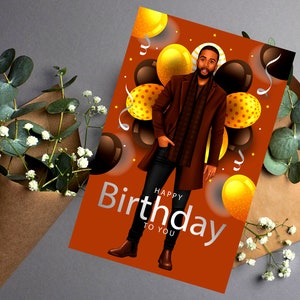Biglietto di buon compleanno per gli uomini, biglietti di auguri neri, biglietti di auguri afroamericani, biglietti di compleanno per uomini neri biglietti di auguri di melanina
