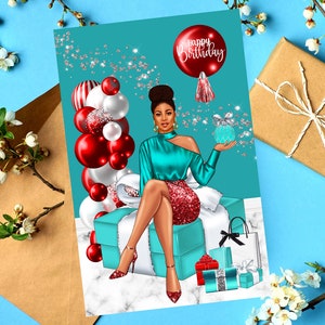 Buon Compleanno, Biglietti d'auguri neri, Biglietti d'auguri afroamericani, Biglietti d'auguri per donne nere, Biglietti d'auguri con melanina,