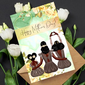 Biglietti per la festa della mamma, biglietti d'auguri neri, afroamericani, biglietti per donne nere, biglietti d'auguri con melanina, biglietti per ragazze nere, regalo per la mamma