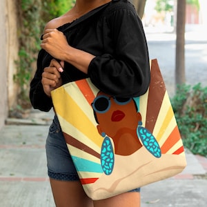 African American Tote Bag: Black Woman Art, Travel Pouch Bundle