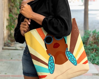 African American Tote Bag: Black Woman Art, Travel Pouch Bundle