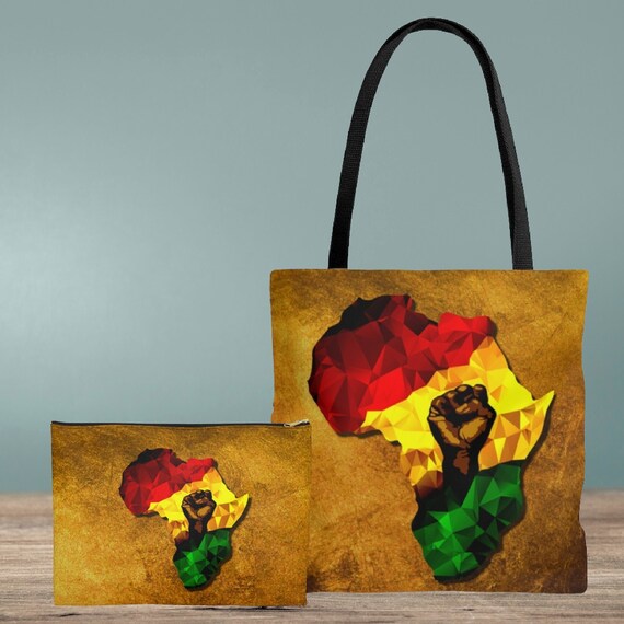 African Pride Tote Bag Makeup Pouch Bundle African American Tote
