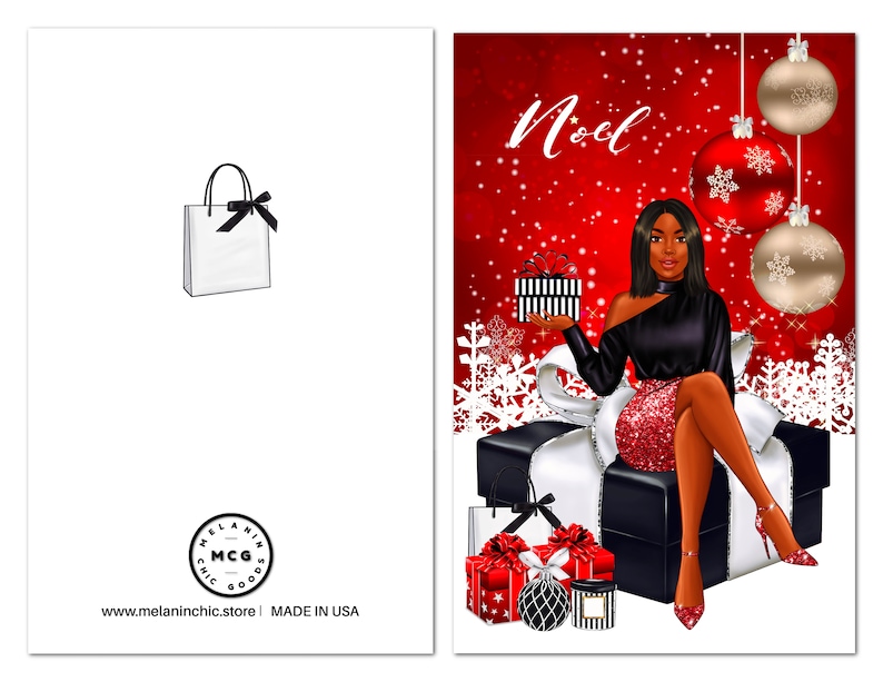 6 Count Black Christmas Cards African American Greeting Etsy