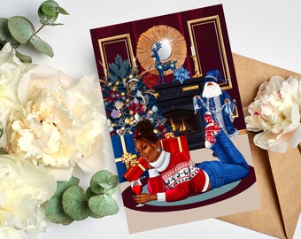 Black Christmas Cards, African American Greeting Cards, Christmas Cards for Black Women, Melanin Greeting Cards, Black Girl Christmas Cards