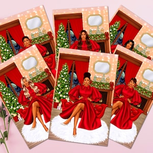 6 conteggi: cartoline di Natale nere, cartoline d'auguri afroamericane, cartoline di Natale per donne nere, cartoline di melanina, cartoline di Natale per ragazza nera