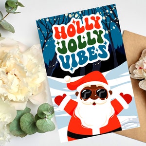 Cartões de Natal pretos do Papai Noel, cartões afro-americanos, cartões de Natal para mulheres negras, cartões de melanina, cartões de meninas negras