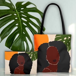 Afro Queen Tote Bag & Makeup Pouch Bundle
