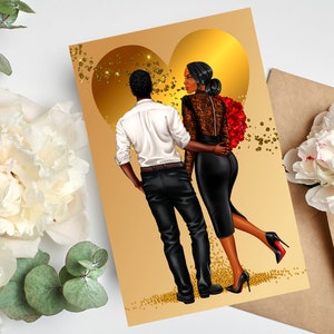 Black Love Grußkarten, Valentine es Greeting Cards, African American Grußkarten, Jahrestagskarten, Karten für Frau, Karten schwarzer Mann