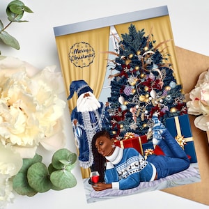 Schwarze Weihnachtskarten, African American Grußkarten, Weihnachtskarten für schwarze Frauen, Melanin Grußkarten, Schwarze Mädchen Weihnachtskarten