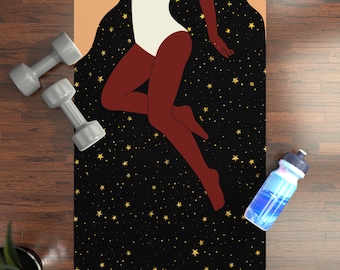 Melanin Goddess Yoga Mat: African American Woman, Stars