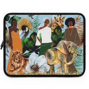 Into the Jungle Laptop Sleeve, Black Art, African American Laptop Sleeve, Black Girl Melanin Case, Gift for Black Women