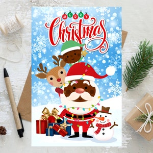 Schwarze Weihnachtskarten, African American Grußkarten, Weihnachtskarten für schwarze Frauen, Melanin Grußkarten, Schwarze Mädchenkarten