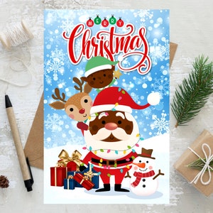 Black Santa Christmas Cards, African American Greeting Cards, Christmas Cards for Black Women, Melanin Greeting Cards, Black Girl Cards