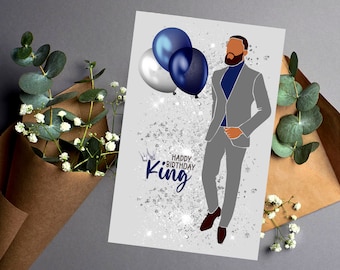 Happy Birthday Card for Men, Black Greeting Cards, African American Greeting Cards, Birthday Cards for Black Men Melanin Greeting Cards