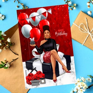 Feliz cumpleaños, tarjetas de felicitación negras, tarjetas de felicitación afroamericanas, tarjetas de cumpleaños para mujeres negras, tarjetas de felicitación de melanina,