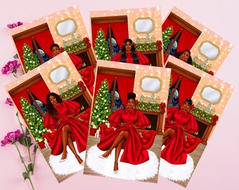 Black Woman Christmas Cards: Elegant Melanin Holiday Greetings (6 Count)