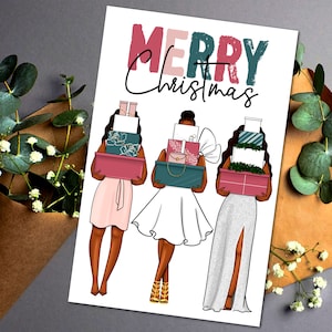 Cartoline di Natale nere, Biglietti di auguri afroamericani, Biglietti di Natale per donne nere, Biglietti di auguri di coppia, Biglietti di auguri per ragazze nere