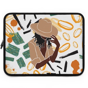 Afro Woman Laptop Sleeve,13 inch, 15 inch, 17 inch, African American Laptop Sleeve, Black Girl Laptop Sleeve, Melanin Sleeve