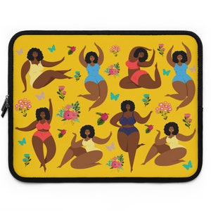 Curvy Ladies Laptop Sleeve,13 inch, 15 inch, 17 inch, African American Laptop Sleeve, Black Girl Laptop Sleeve, Melanin Sleeve, 7 to 17 inch