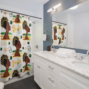 Black Queen Art Shower Curtain: Boho Feminine Bathroom Decor