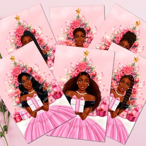 6 conteggi: cartoline di Natale nere, cartoline d'auguri afroamericane, cartoline di Natale per donne nere, cartoline di melanina, cartoline di Natale per ragazza nera