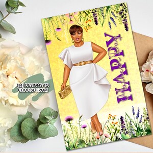 Carte de voeux fête des mères pour femme noire - beau design afrocentrique, célébration de l'amour, cadeau parfait pour une maman, carte de fête des mères