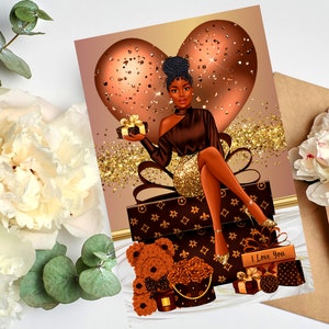 Black Love Grußkarten, Valentine es Greeting Cards, African American Grußkarten, Jahrestagskarten, Karten für Frau, Karten schwarzer Mann