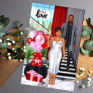 Black Love Grußkarten, Valentine es Greeting Cards, African American Grußkarten, Jahrestagskarten, Karten für Frau, Karten schwarzer Mann