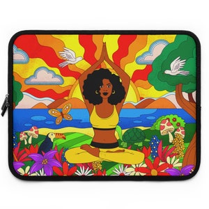 Afro Yoga,13 inch, 15 inch, 17 inch, African American Laptop Sleeve, Black Girl Laptop Sleeve, Melanin Laptop Sleeve, 7 to 17 inche